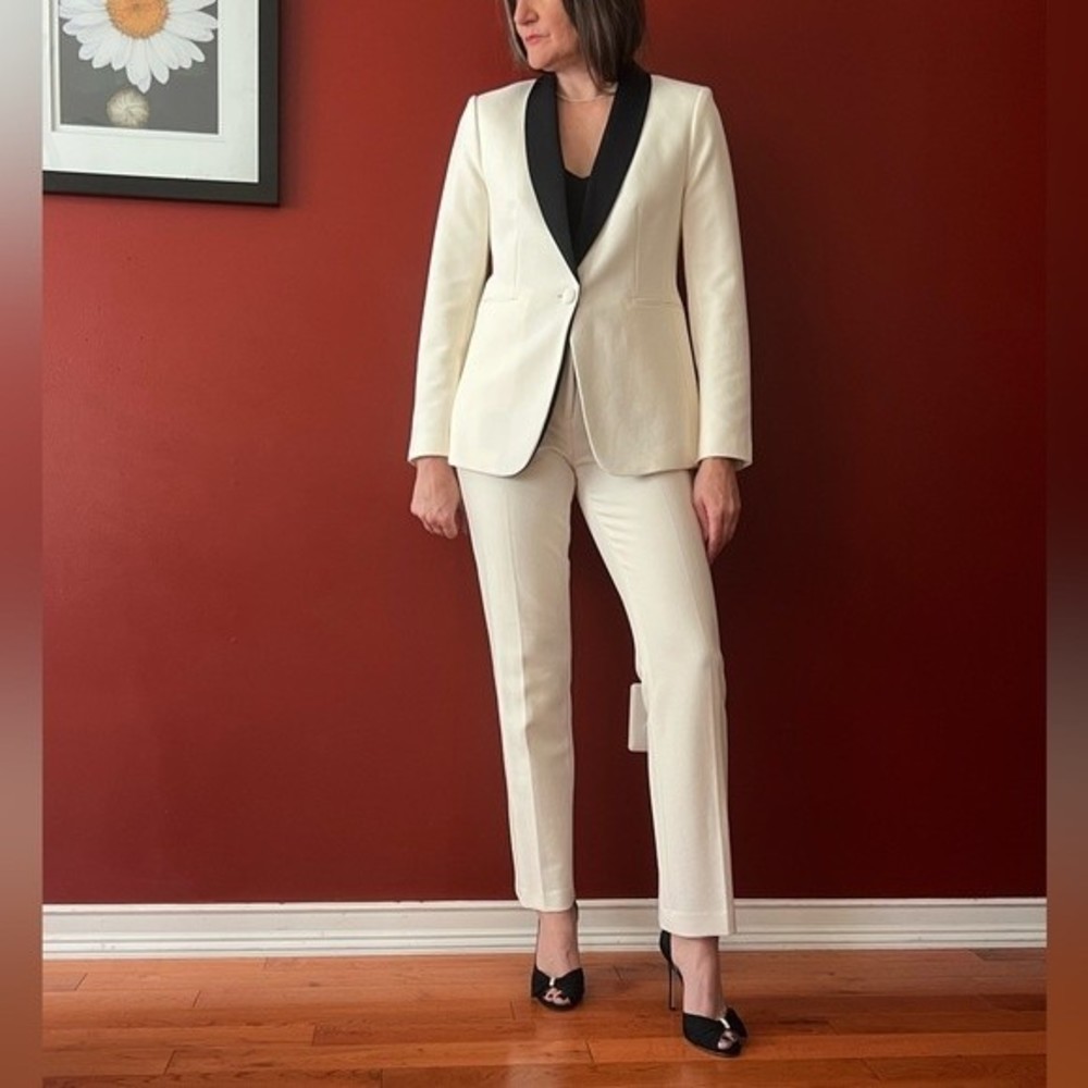 Ann Taylor White Tux Style Jacket with Black Satin Lapels NEW NWT Size 6